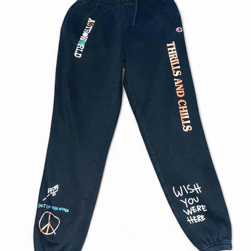 Navy blue Cactus Jack joggers with embroidered details #TravisScott
